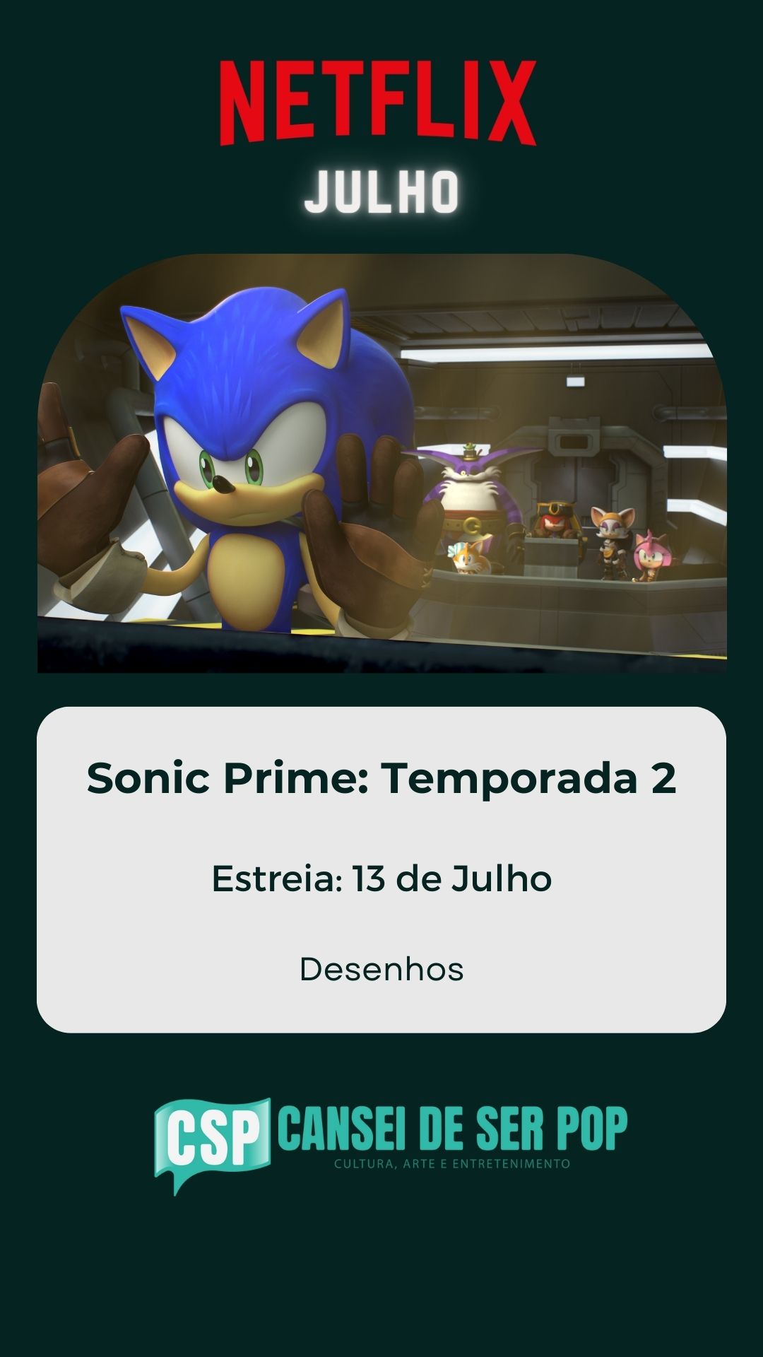  Nova temporada de Sonic Prime estreia em julho na  Netflix